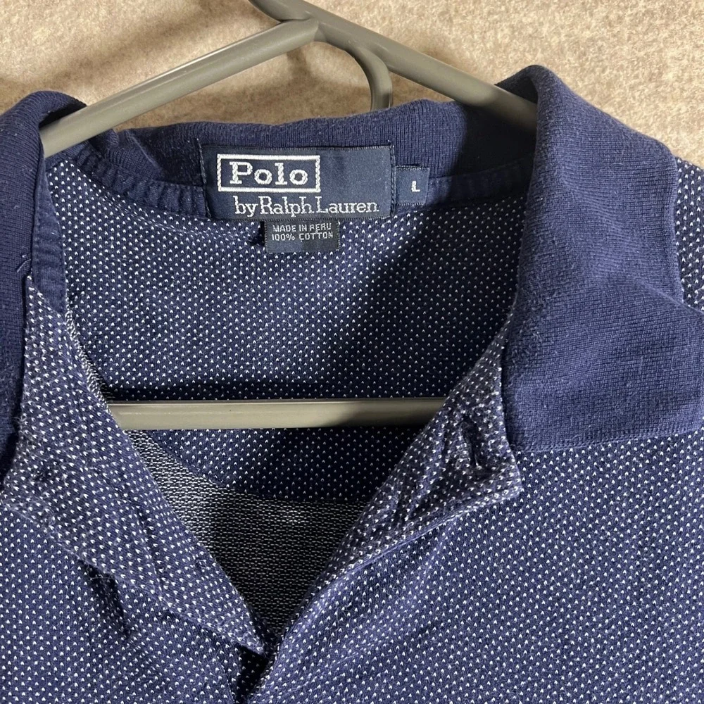 Polo by Ralph‎ Lauren Mens Polo Shirt Blue Dotted Cotton Casual Top